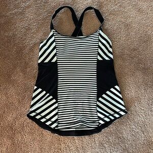 Lululemon Mint Green and Black Striped Tank